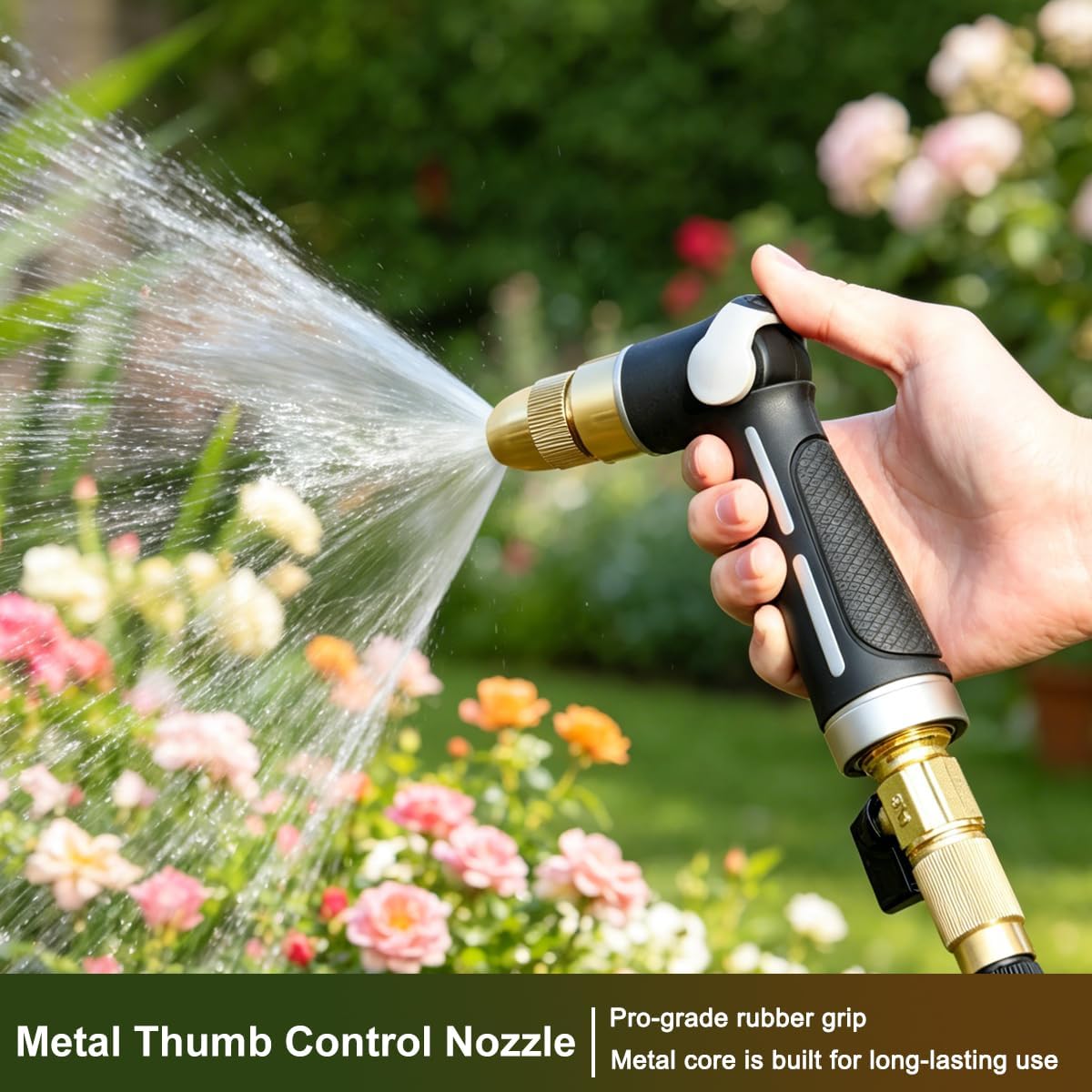 Upgraded Metal Garden Hose Nozzle Heavy Duty, 30% Higher Water Flow