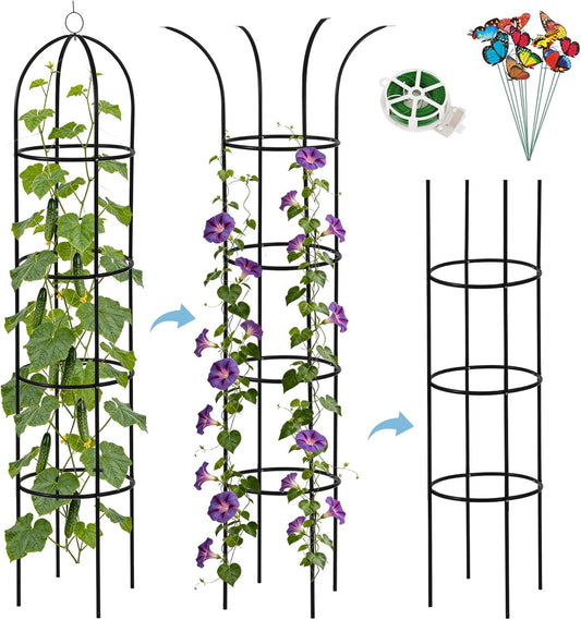 6.6ft 100% Metal Obelisk Trellis for Climbing Plants Outdoor