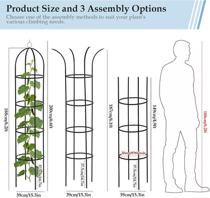 6.6ft 100% Metal Obelisk Trellis for Climbing Plants Outdoor
