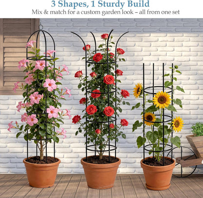 6.6ft 100% Metal Obelisk Trellis for Climbing Plants Outdoor
