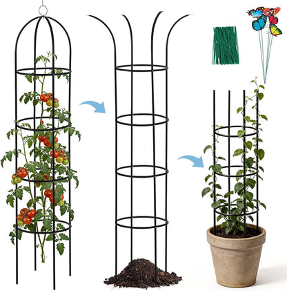 6.6ft 100% Metal Obelisk Trellis for Climbing Plants Outdoor