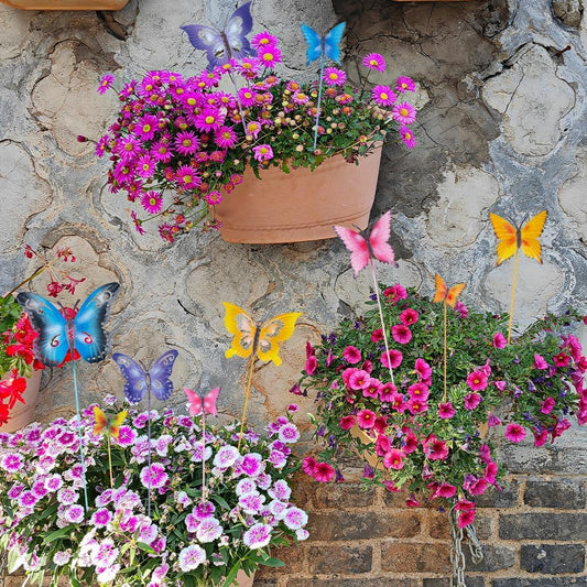Garden Decor for Outside, Set of 10 Metal Butterfly Decorative Garden Stakes for Spring Decor, Yard Art Garden Decorations for Outdoor Lawn Pathway Patio