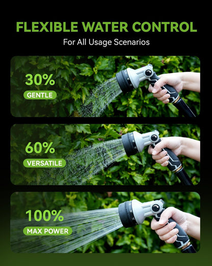 Full-Metal Garden Hose Nozzle, Heavy Duty Water Hose Nozzle Sprayer With 10 Adjustable Patterns & High Flow,Thumb Control For Flow Adjustment, Ideal For Watering, Washing, Cleaning,Black