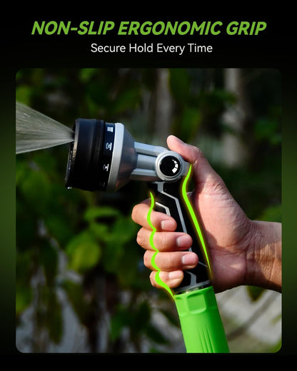 Full-Metal Garden Hose Nozzle, Heavy Duty Water Hose Nozzle Sprayer With 10 Adjustable Patterns & High Flow,Thumb Control For Flow Adjustment, Ideal For Watering, Washing, Cleaning,Black