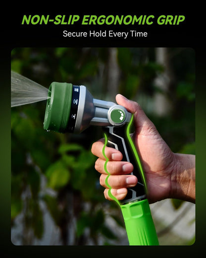 Full-Metal Garden Hose Nozzle, Heavy Duty Water Hose Nozzle Sprayer With 10 Adjustable Patterns & High Flow,Thumb Control For Flow Adjustment, Ideal For Watering, Washing, Cleaning,Black