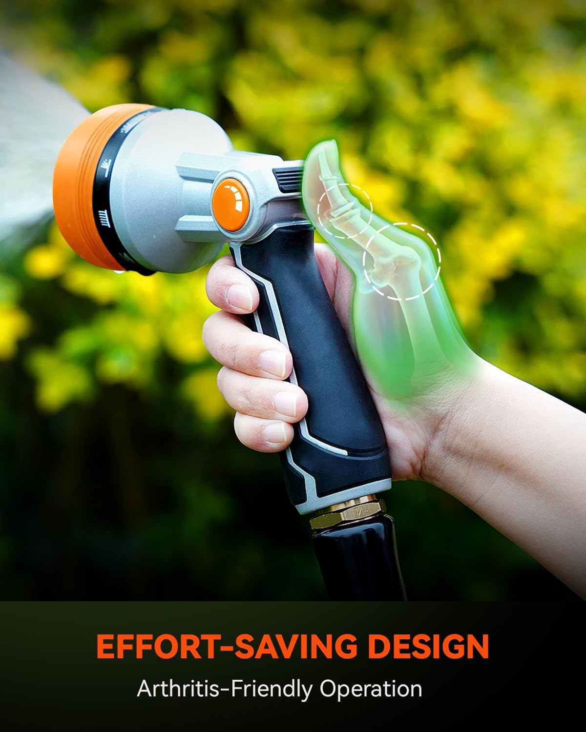 Full-Metal Garden Hose Nozzle, Heavy Duty Water Hose Nozzle Sprayer With 10 Adjustable Patterns & High Flow,Thumb Control For Flow Adjustment, Ideal For Watering, Washing, Cleaning,Black