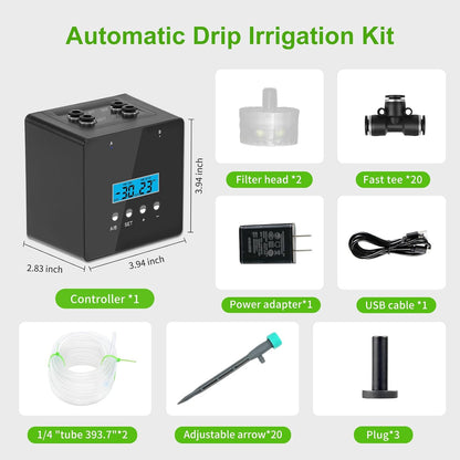 Automatic Watering System for Potted Plants | Indoor Plant Waterer with Programmable Timer, Dual Self-Priming Pumps, Drip Irrigation Kit for Up to 20 Plants