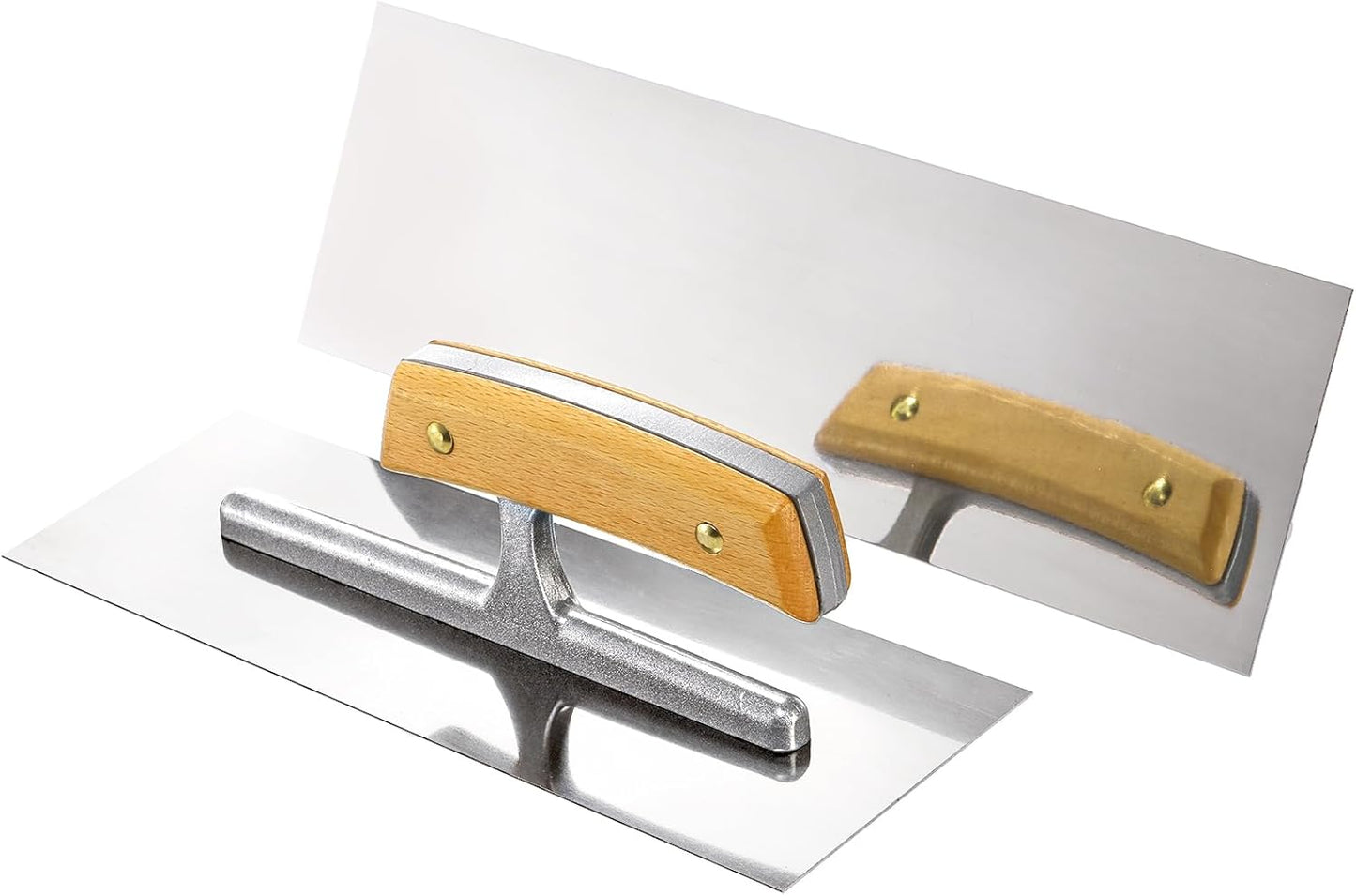 3 Pieces Flat Drywall Trowel, Stainless Steel Plastering Trowel, Masonry Finishing Trowel Sets with Wood Handle for Concrete, Cement