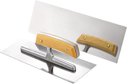3 Pieces Flat Drywall Trowel, Stainless Steel Plastering Trowel, Masonry Finishing Trowel Sets with Wood Handle for Concrete, Cement
