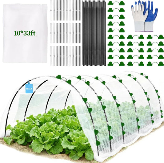 6 Sets of Garden Netting Kit for Raised Beds 10 x 33 FT Strong Mesh Netting