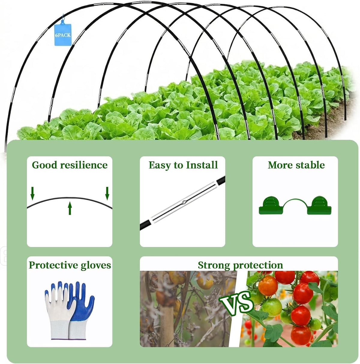 6 Sets of Garden Netting Kit for Raised Beds 10 x 33 FT Strong Mesh Netting