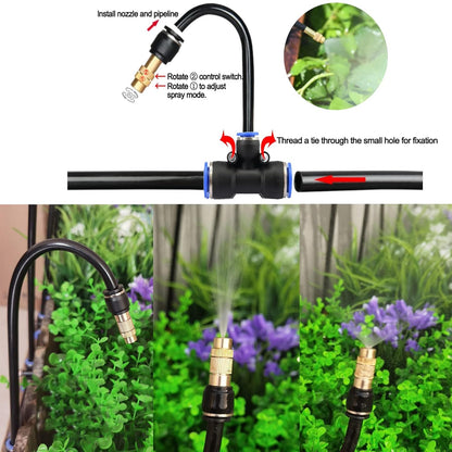 131FT Drip Irrigation Kit, Automatic Garden Watering System with Tool-Free Quick Connectors, 360° Bending Drippers & Copper Misting Nozzles for Greenhouse, Patio, Lawn & Vegetable Garden. (40M)