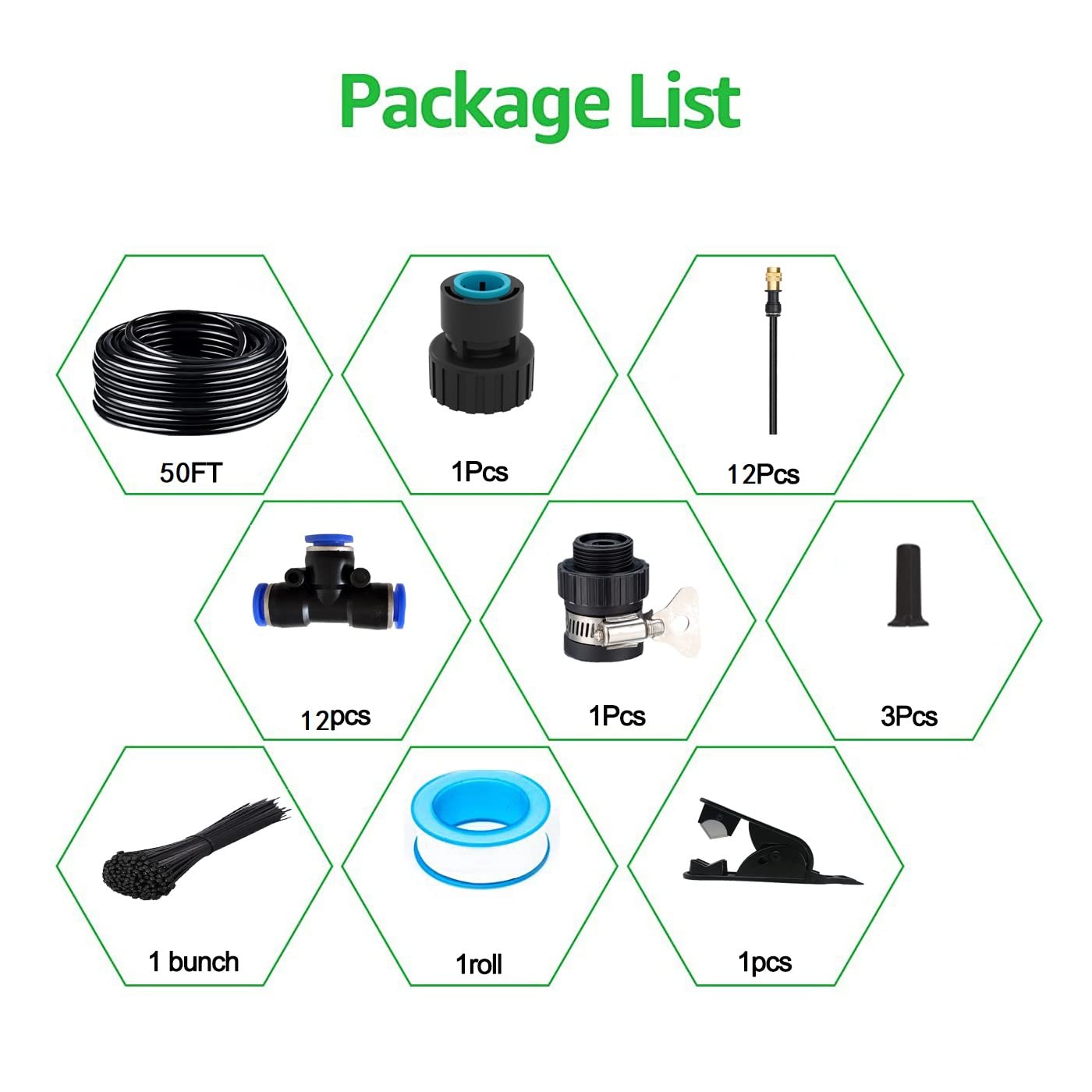 131FT Drip Irrigation Kit, Automatic Garden Watering System with Tool-Free Quick Connectors, 360° Bending Drippers & Copper Misting Nozzles for Greenhouse, Patio, Lawn & Vegetable Garden. (40M)