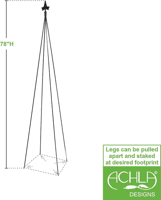 Achla Designs FT-21 Fleur-de-lis, 78-Inch Wrought Iron Garden Stake Trellis, Black
