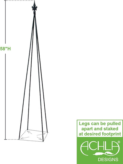 Achla Designs FT-21 Fleur-de-lis, 78-Inch Wrought Iron Garden Stake Trellis, Black