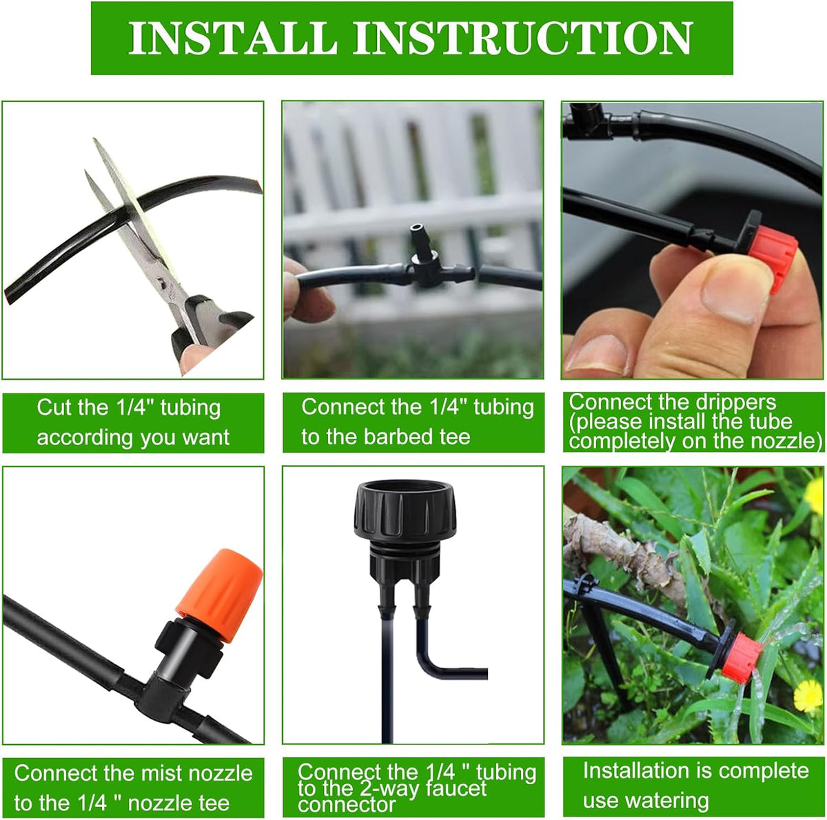 Drip Irrigation Kit, 1/4" Blank Distribution Tubing