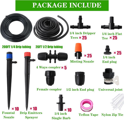 Drip Irrigation Kit, 1/4" Blank Distribution Tubing