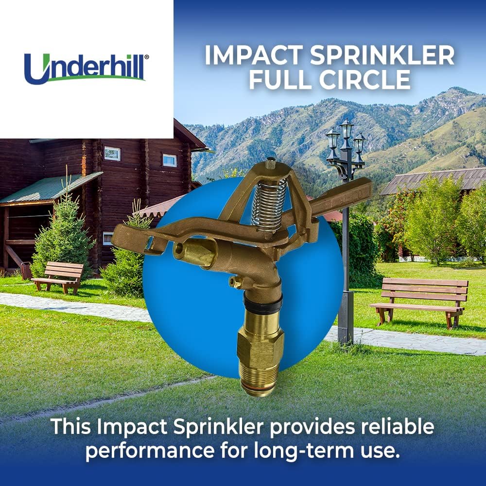 Rotating Brass Impact Sprinkler Head 360 Degree for Large Area, Lawn, Garden, Commercial Irrigation, 1-Inch Full Circle, 71-Foot, SI100F