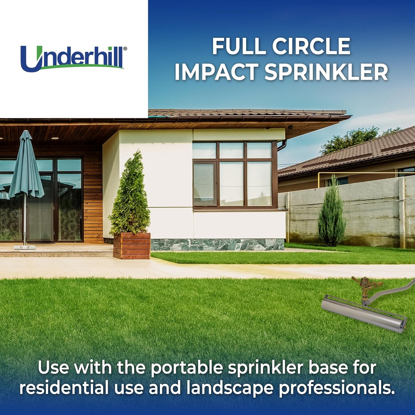 Rotating Brass Impact Sprinkler Head 360 Degree for Large Area, Lawn, Garden, Commercial Irrigation, 1-Inch Full Circle, 71-Foot, SI100F