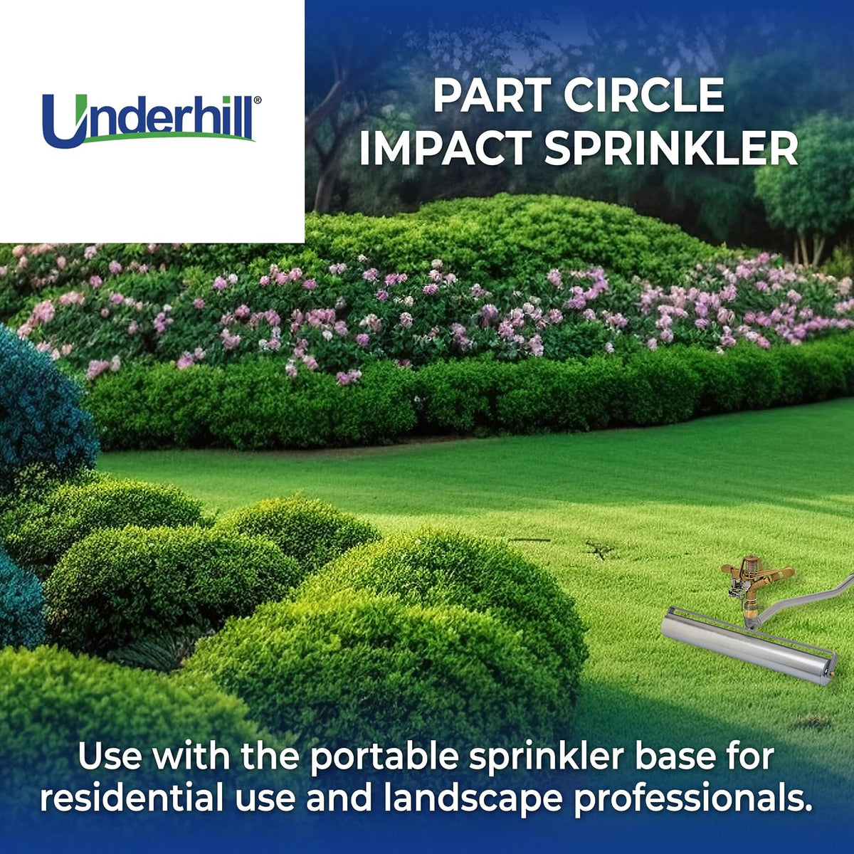 Rotating Brass Impact Sprinkler Head 360 Degree for Large Area, Lawn, Garden, Commercial Irrigation, 1-Inch Full Circle, 71-Foot, SI100F