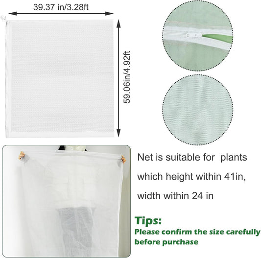 3Pcs Plant Covers from Insects, Bird Netting Barrier for Blueberry Bushes with Drawstring Zipper Mesh Garden Netting Fruit Tree Bags Plants Net Cage for Protect Tomato Vegetable Citrus, 3.3×5Ft