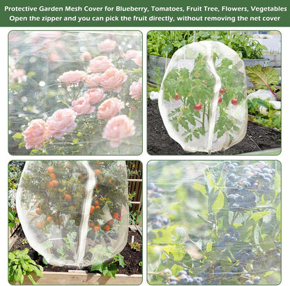 3Pcs Plant Covers from Insects, Bird Netting Barrier for Blueberry Bushes with Drawstring Zipper Mesh Garden Netting Fruit Tree Bags Plants Net Cage for Protect Tomato Vegetable Citrus, 3.3×5Ft