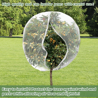 3Pcs Plant Covers from Insects, Bird Netting Barrier for Blueberry Bushes with Drawstring Zipper Mesh Garden Netting Fruit Tree Bags Plants Net Cage for Protect Tomato Vegetable Citrus, 3.3×5Ft