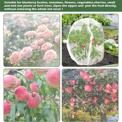 3Pcs Plant Covers from Insects, Bird Netting Barrier for Blueberry Bushes with Drawstring Zipper Mesh Garden Netting Fruit Tree Bags Plants Net Cage for Protect Tomato Vegetable Citrus, 3.3×5Ft