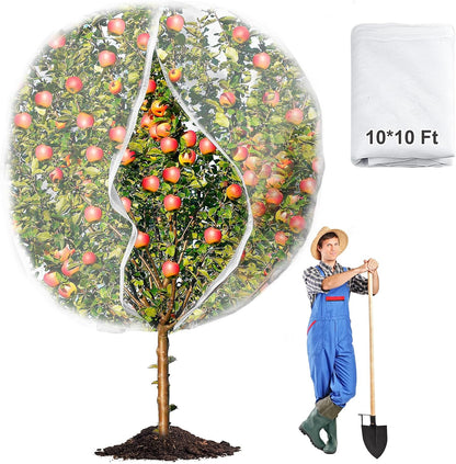 3Pcs Plant Covers from Insects, Bird Netting Barrier for Blueberry Bushes with Drawstring Zipper Mesh Garden Netting Fruit Tree Bags Plants Net Cage for Protect Tomato Vegetable Citrus, 3.3×5Ft
