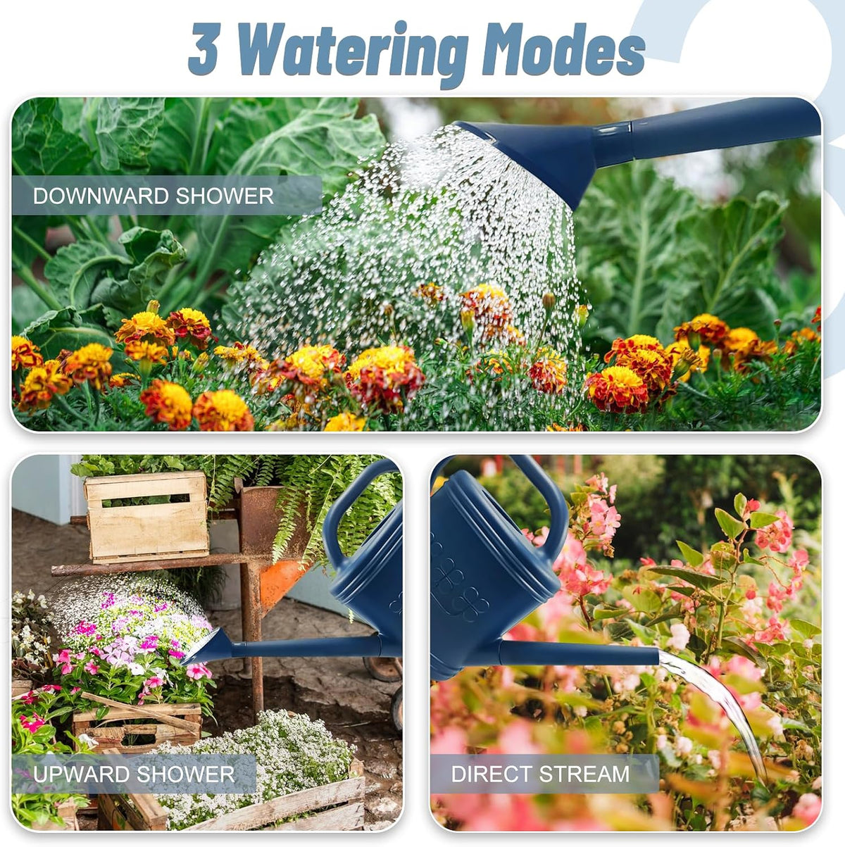 2 Gallon Garden Watering Can, Plastic Outdoor Watering Can for Plants