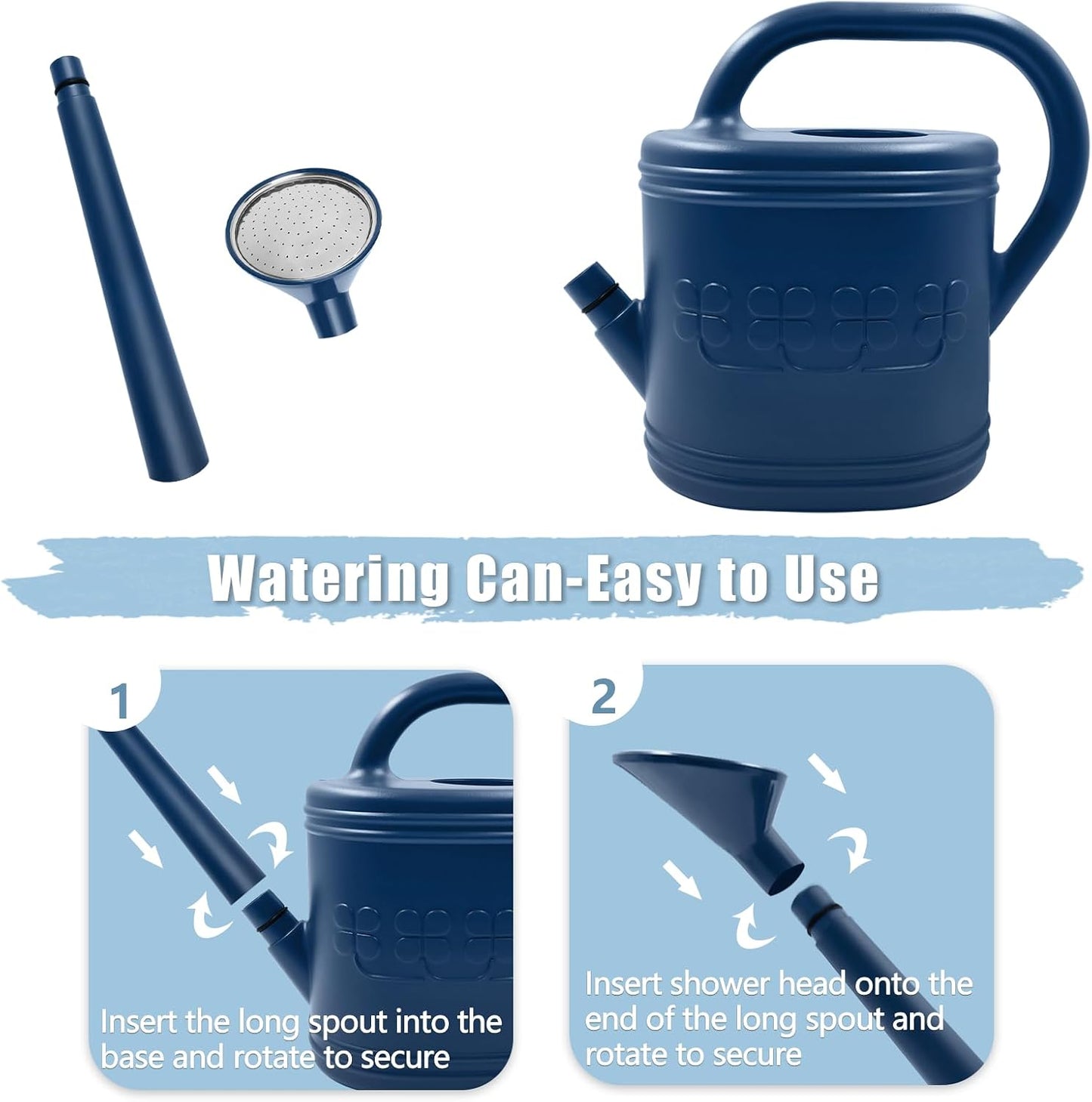 2 Gallon Garden Watering Can, Plastic Outdoor Watering Can for Plants