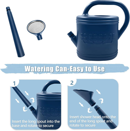 2 Gallon Garden Watering Can, Plastic Outdoor Watering Can for Plants