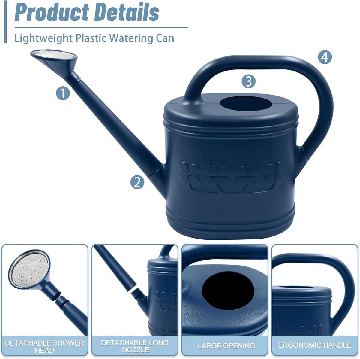 2 Gallon Garden Watering Can, Plastic Outdoor Watering Can for Plants
