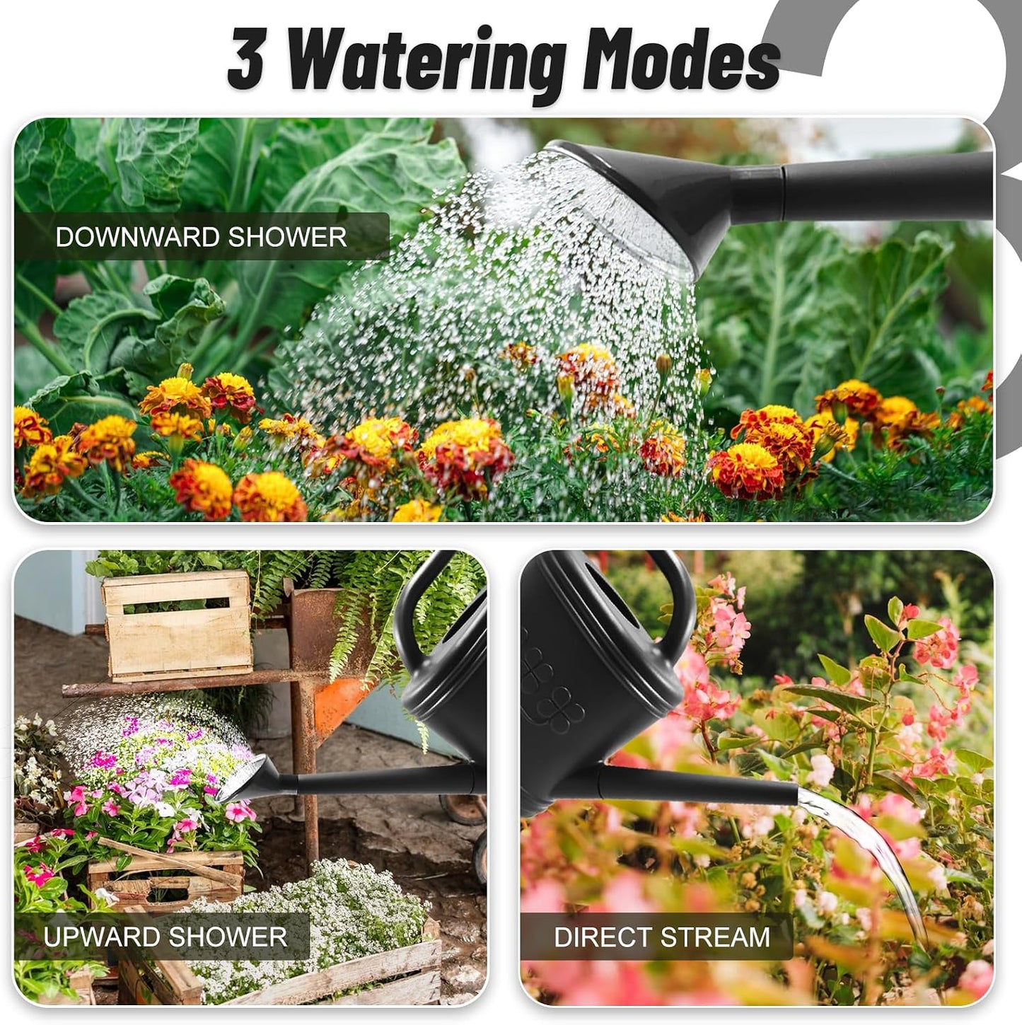 2 Gallon Garden Watering Can, Plastic Outdoor Watering Can for Plants