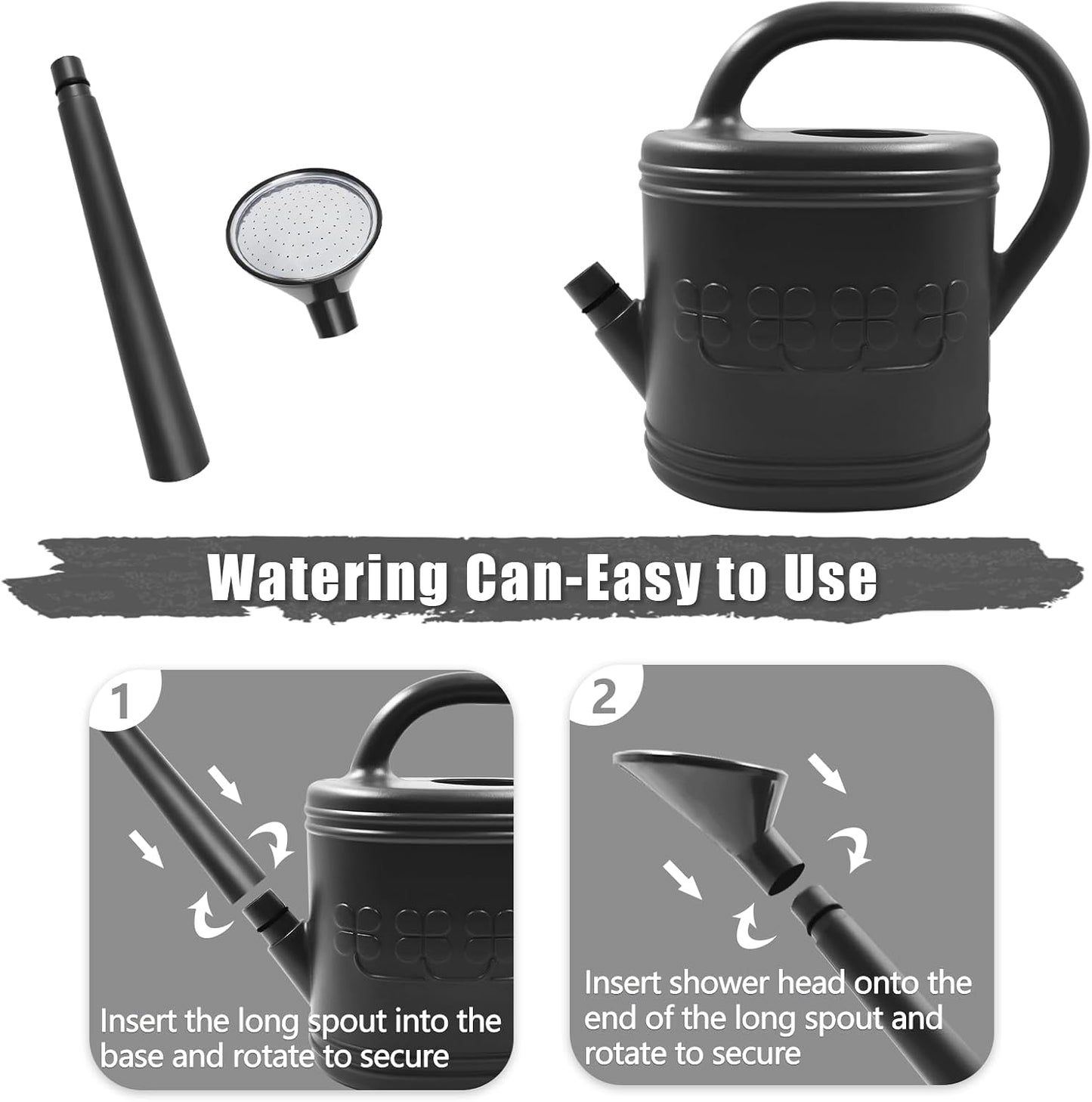 2 Gallon Garden Watering Can, Plastic Outdoor Watering Can for Plants
