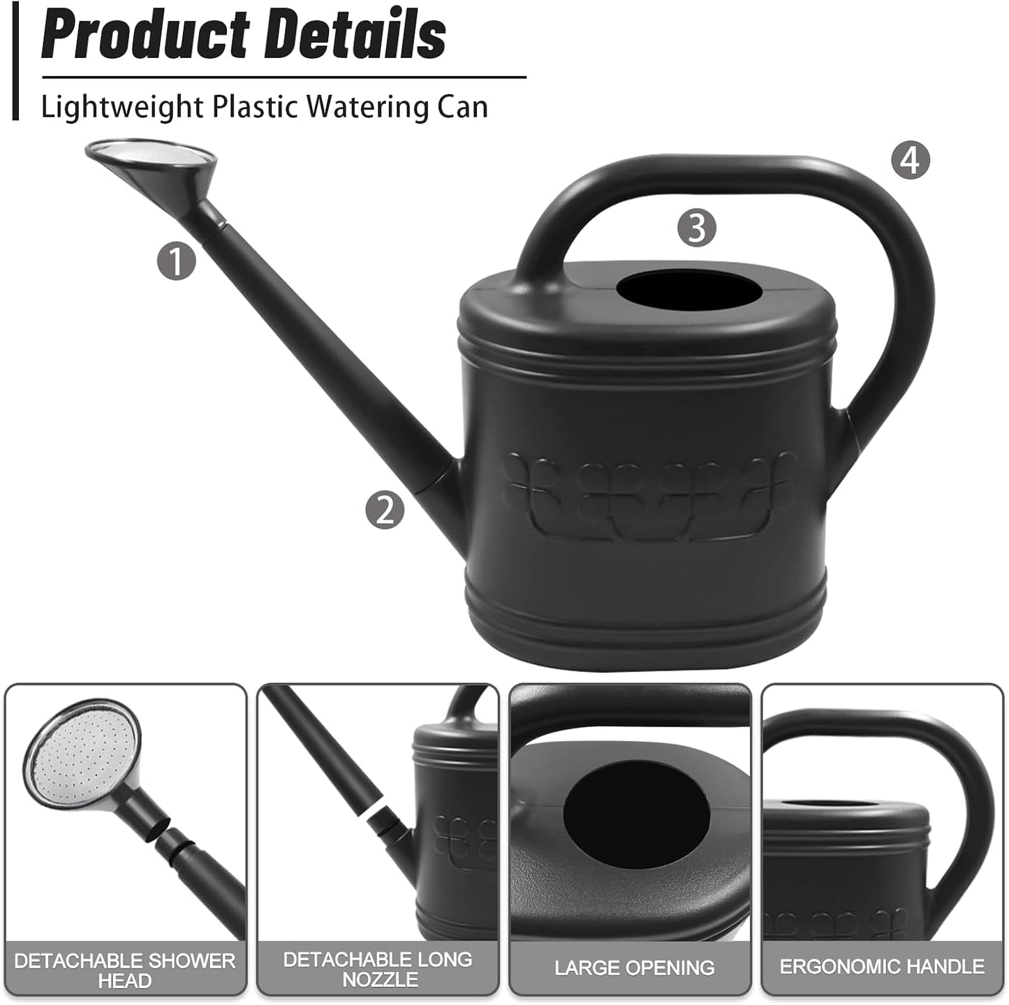 2 Gallon Garden Watering Can, Plastic Outdoor Watering Can for Plants