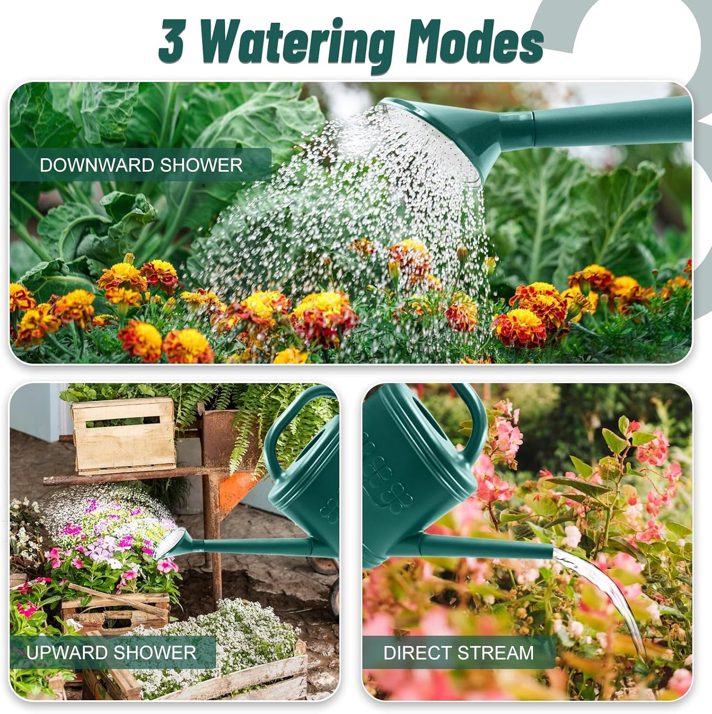 2 Gallon Garden Watering Can, Plastic Outdoor Watering Can for Plants