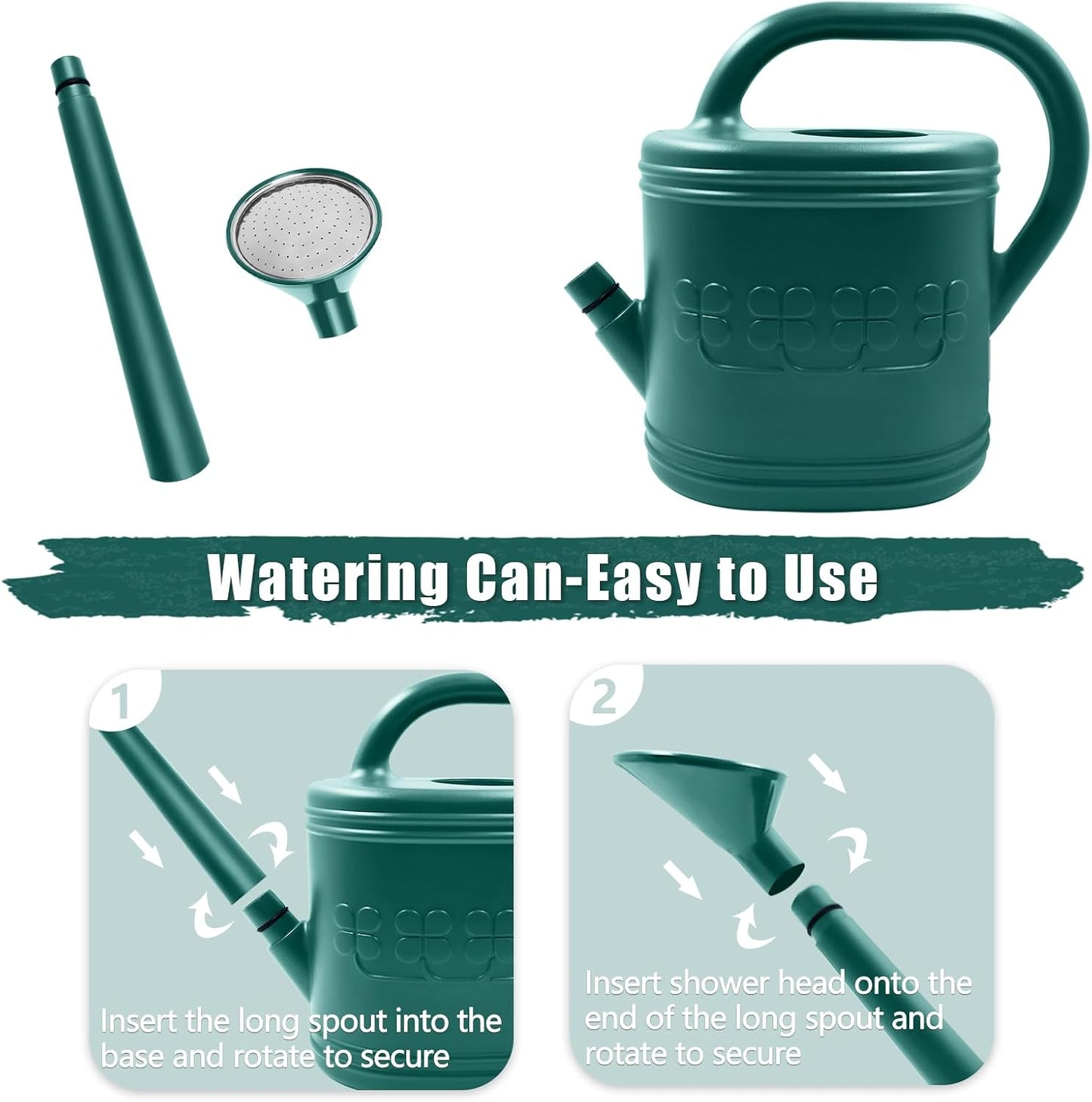 2 Gallon Garden Watering Can, Plastic Outdoor Watering Can for Plants