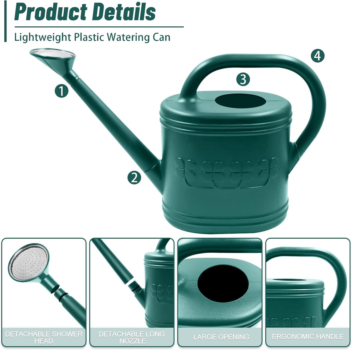 2 Gallon Garden Watering Can, Plastic Outdoor Watering Can for Plants