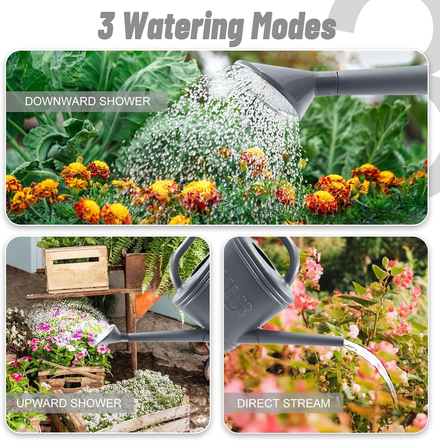 2 Gallon Garden Watering Can, Plastic Outdoor Watering Can for Plants