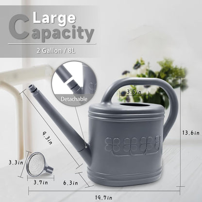 2 Gallon Garden Watering Can, Plastic Outdoor Watering Can for Plants