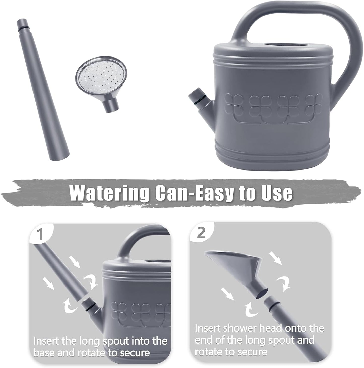 2 Gallon Garden Watering Can, Plastic Outdoor Watering Can for Plants