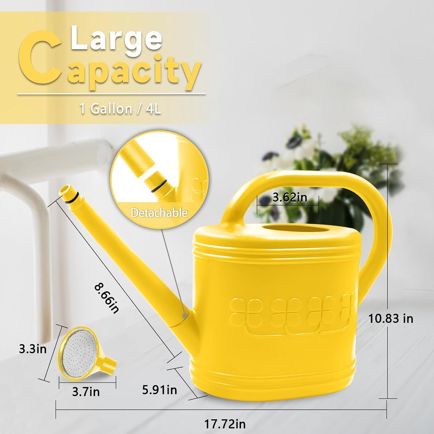 2 Gallon Garden Watering Can, Plastic Outdoor Watering Can for Plants