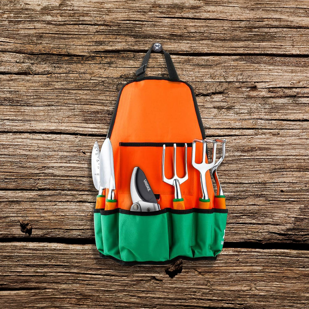 Garden Tool Set, 12 Piece Aluminum Hand Tool Kit, Garden Canvas Apron with Storage Pocket, Outdoor Tool, Heavy Duty Gardening Work Set with Ergonomic Handle, Gardening Tools for women men