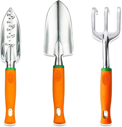 Garden Tool Set, 12 Piece Aluminum Hand Tool Kit, Garden Canvas Apron with Storage Pocket, Outdoor Tool, Heavy Duty Gardening Work Set with Ergonomic Handle, Gardening Tools for women men