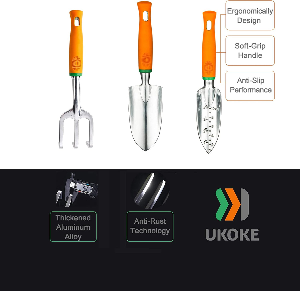 Garden Tool Set, 12 Piece Aluminum Hand Tool Kit, Garden Canvas Apron with Storage Pocket, Outdoor Tool, Heavy Duty Gardening Work Set with Ergonomic Handle, Gardening Tools for women men