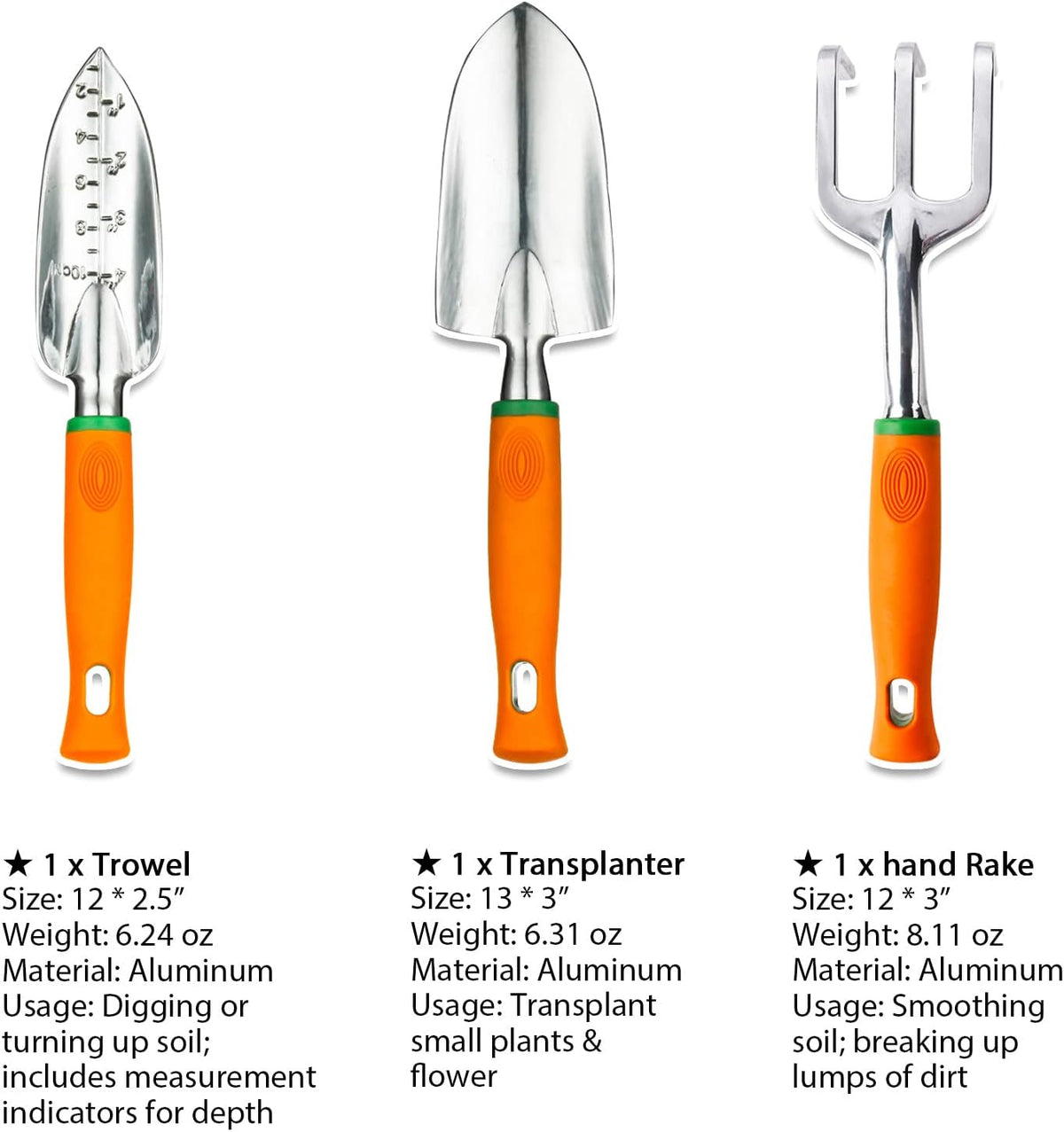 Garden Tool Set, 12 Piece Aluminum Hand Tool Kit, Garden Canvas Apron with Storage Pocket, Outdoor Tool, Heavy Duty Gardening Work Set with Ergonomic Handle, Gardening Tools for women men