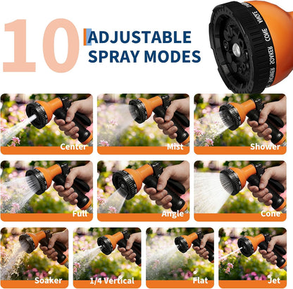 1/2 in x 72 ft Retractable Garden Hose Reel, Wall Mounted, 9-Function Nozzle, Any Length Lock, 180° Swivel, Auto Slow Rewind for Watering Lawn, Washing Car, Cleaning Patio