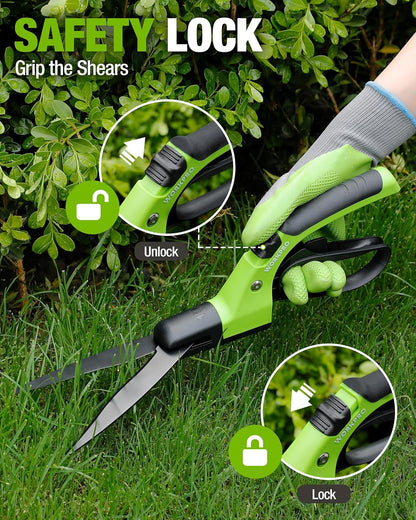 Grass Shears Handheld, Grass Clippers with 360 Degree Swivel Blades