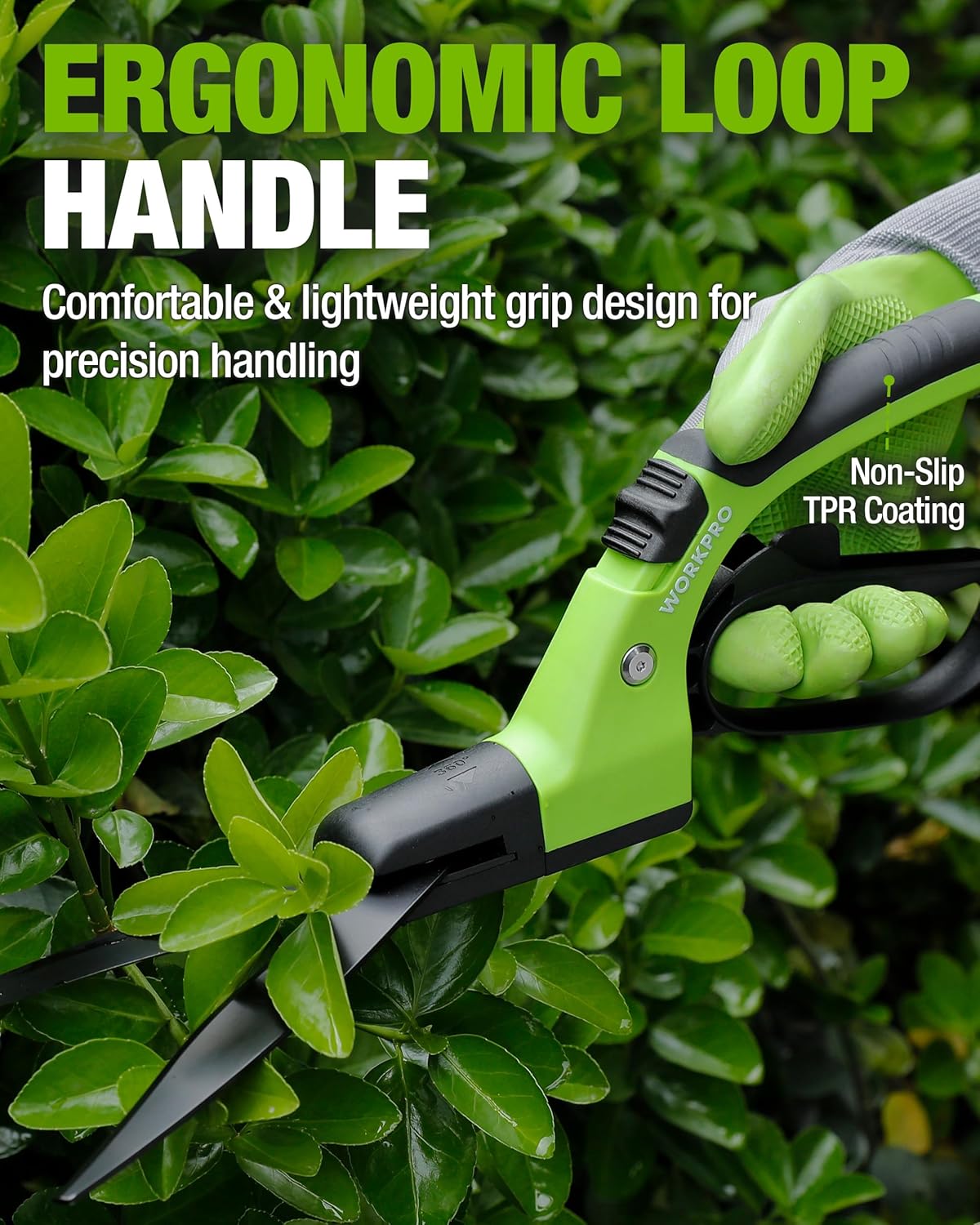 Grass Shears Handheld, Grass Clippers with 360 Degree Swivel Blades